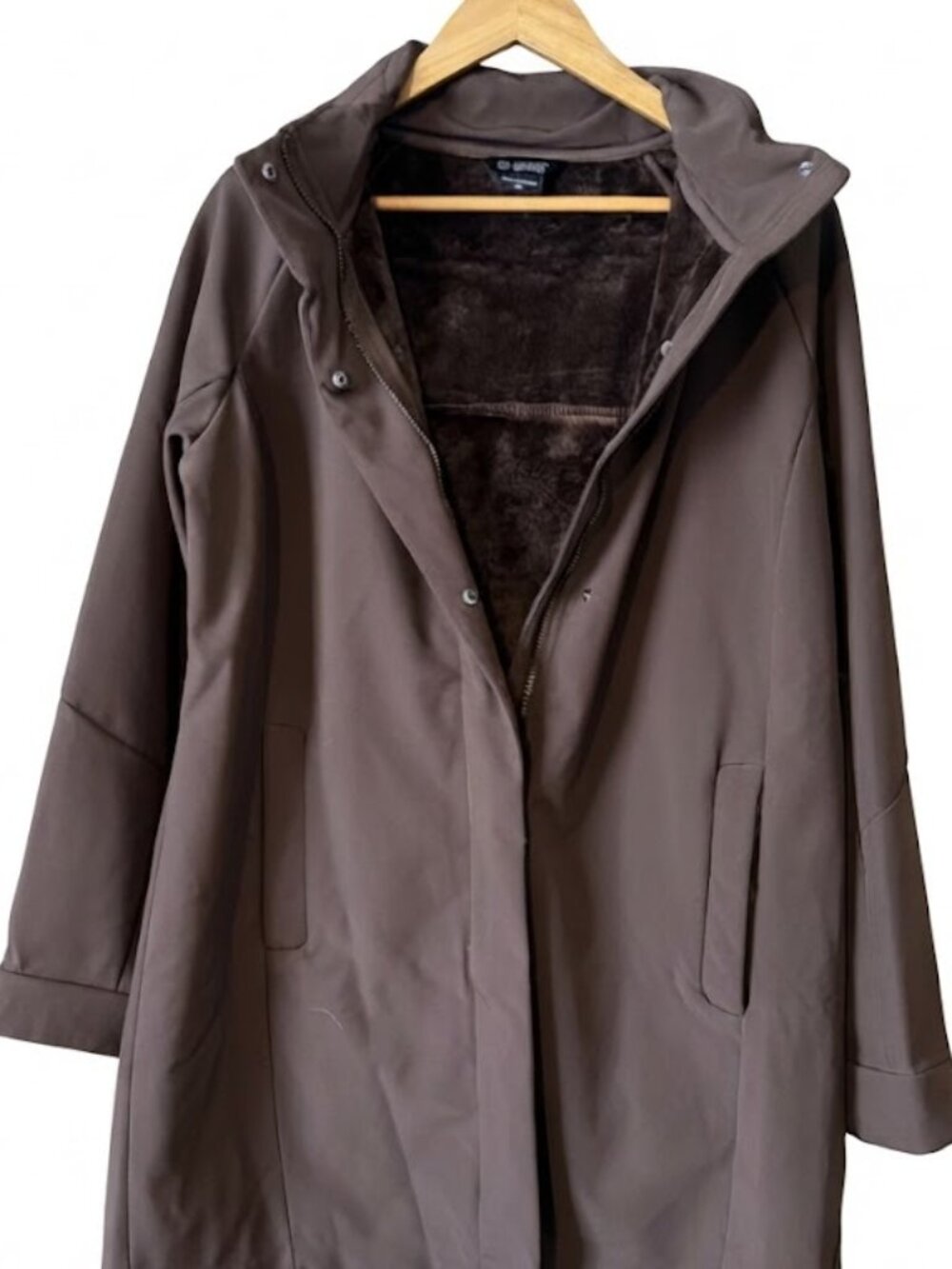 NWOT Mondetta Outdoor Project Brown Faux Fur Lined Long Softshell Jacket